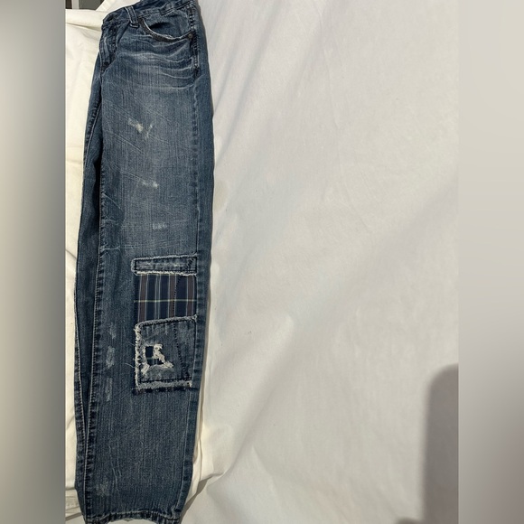 Vintage Rewash Reunion Women’s Blue Distressed Straight Leg Jeans - Size 3/4 - Picture 1 of 6